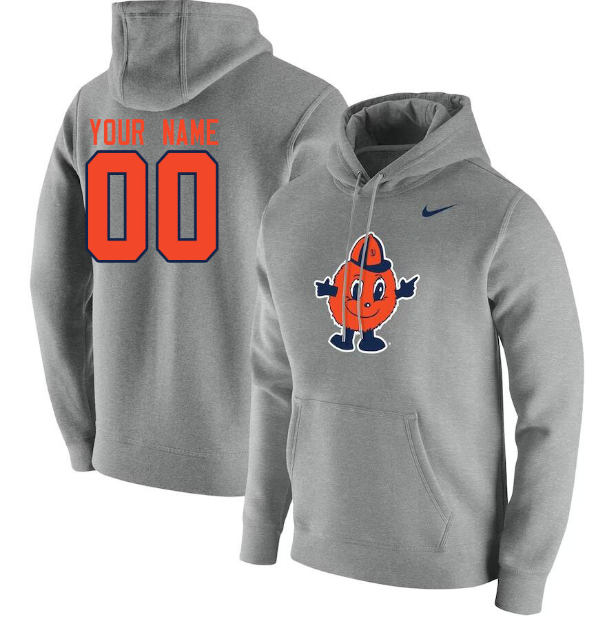 Custom Syracuse Orange Name And Number College Hoodie-Gray - Click Image to Close
